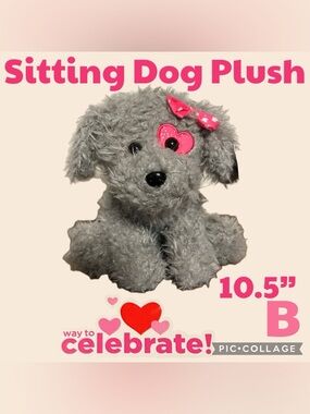 ✨Way to Celebrate✨ Medium Sitting Dog Plush ✨ 10.5” Plush✨